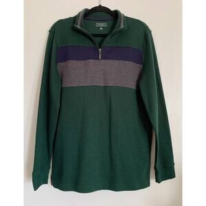 Green Men's Club Room 3/4 Zip Cotton Sweater M